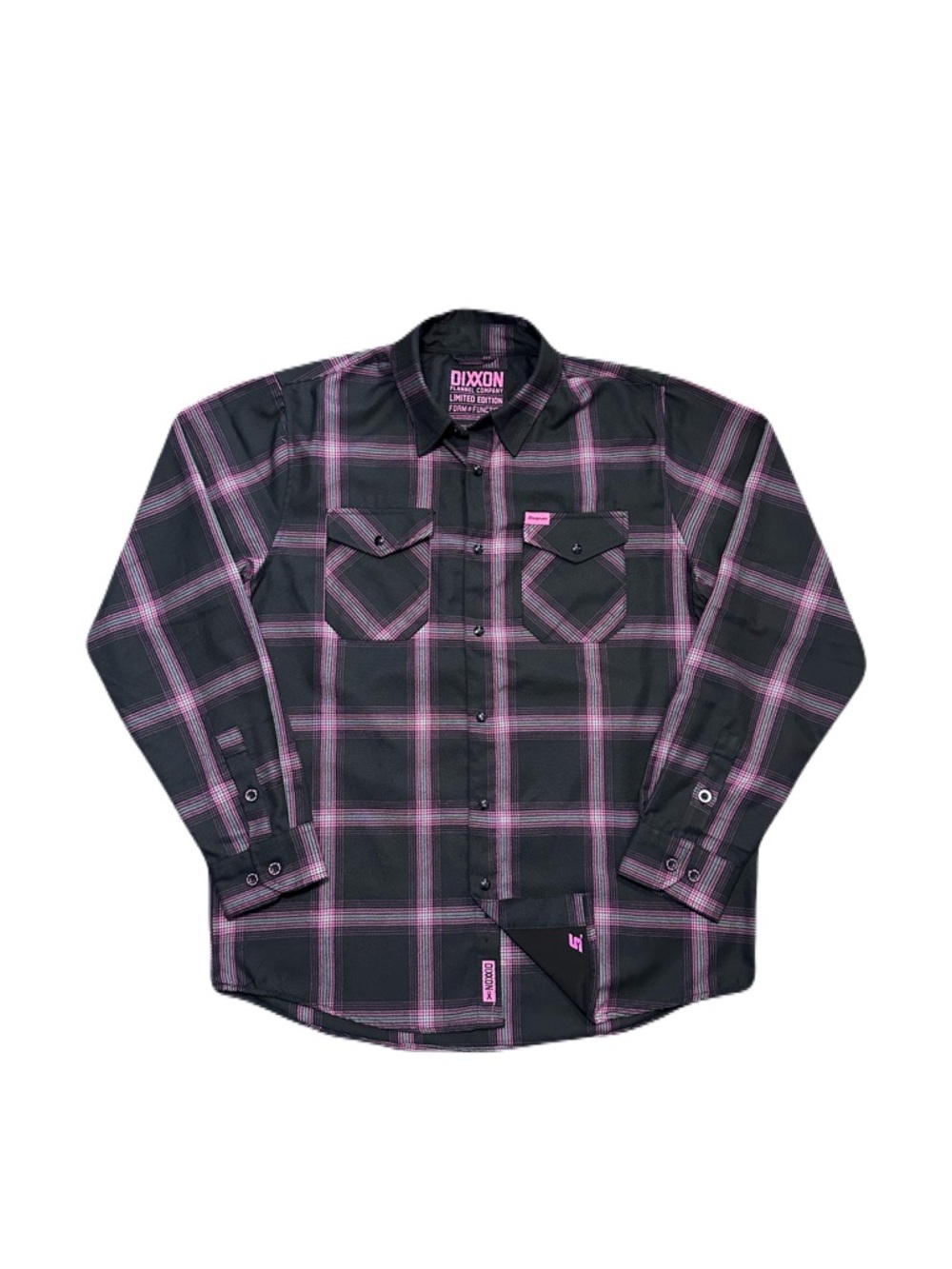 Dixxon Snap-On Tools Flannel Shirt Men Large Black Pink Breast Cancer Awareness